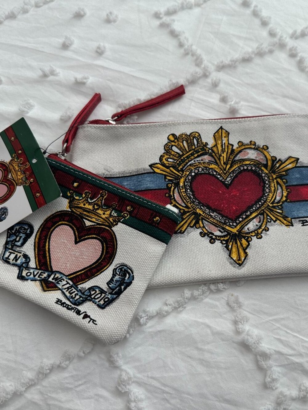 Brighton Love We Trust Pouch Set NWT Heart Clutch Duo